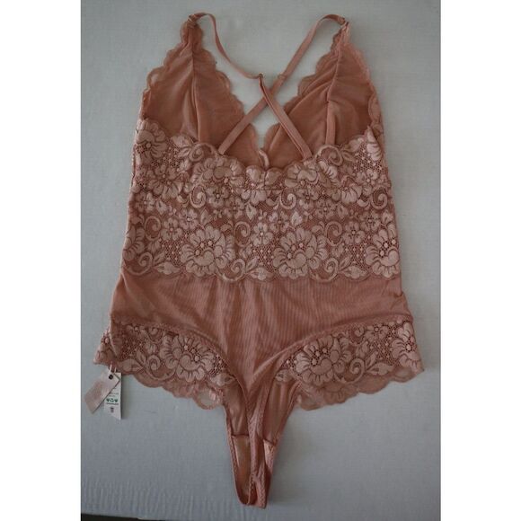 HAH - Hot as Hell Women's Sz Large Copper Rose Lace Smarty Pants Thong Bodysuit - Picture 2 of 6